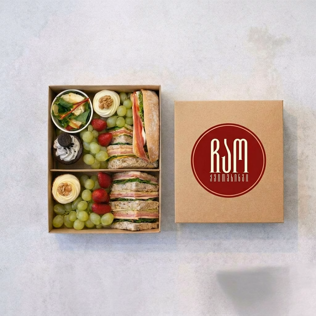 ინდივიდუალური ლანჩ-ბოქსი (Lunch Box) ჯანსაღი საკვებით; მოსახერხებელი ქეითერინგის გადაწყვეტილება ბათუმში ღონისძიებებისთვის.