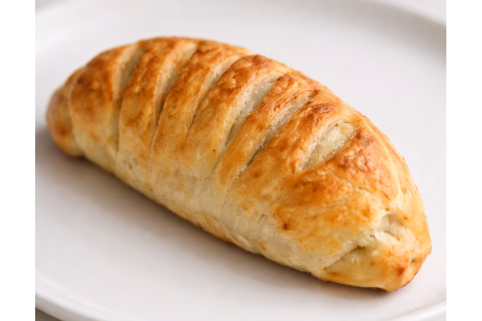 ოქროსფერი, ხრაშუნა ცომის ლობიანი, ტრადიციული ქართული გულსართით.